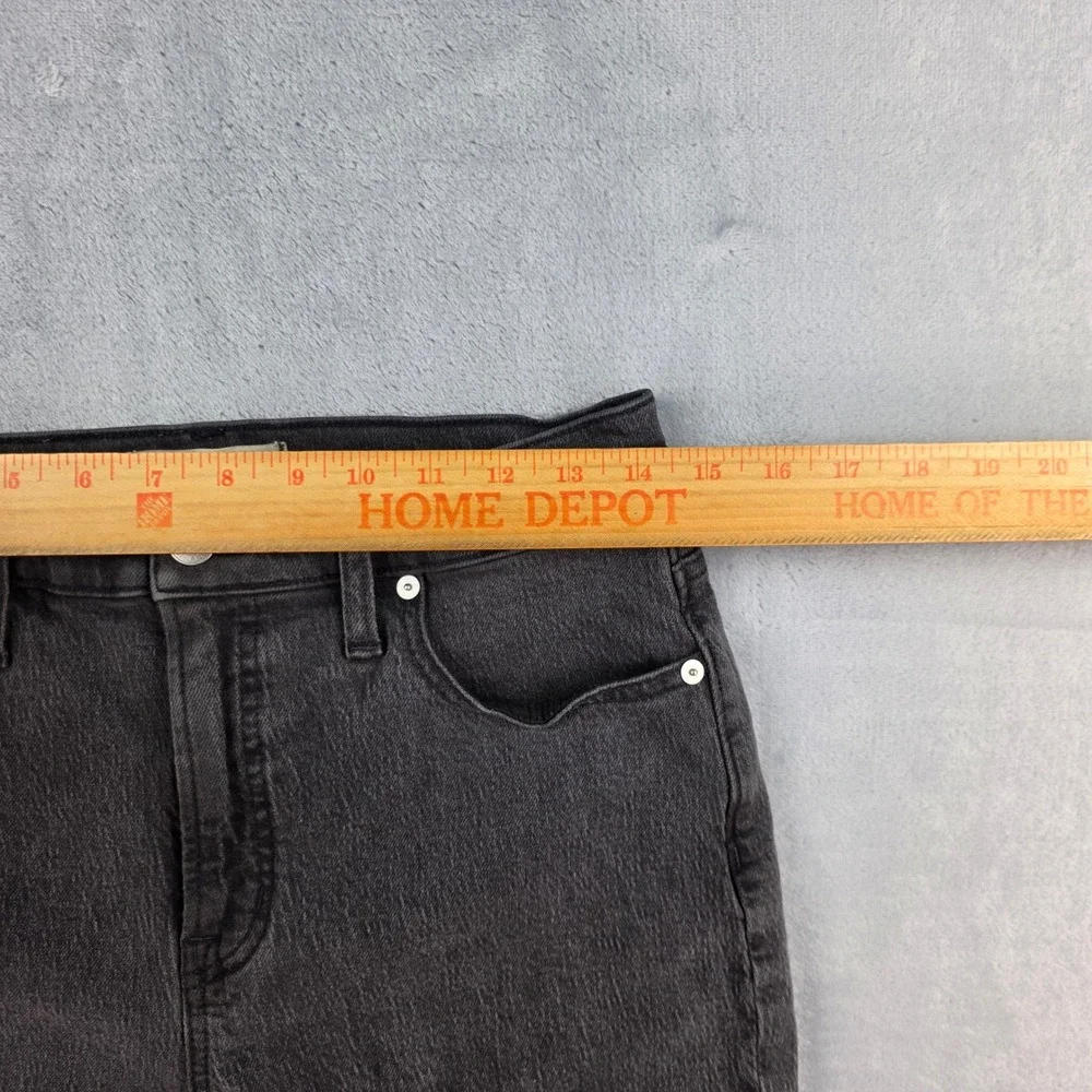 Madewell The Perfect Vintage Straight Jean 28P Washed‎ Black High Rise Raw Hem